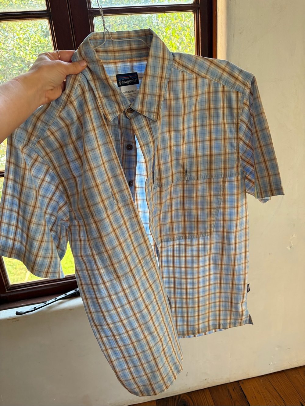 Patagonia Short-Sleeve Plaid Button-Down Shirt - Blue & Brown